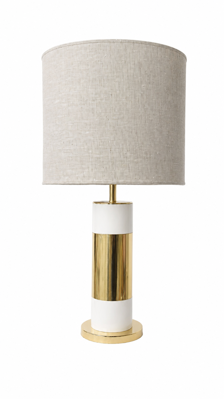 Candeeiro de Mesa Dourado e Branco